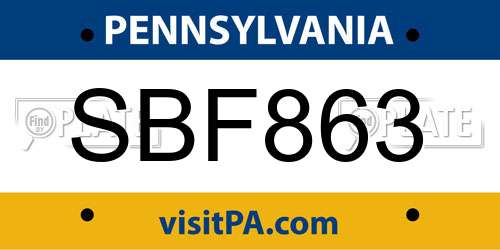 SBF863 Pennsylvania License Plate
