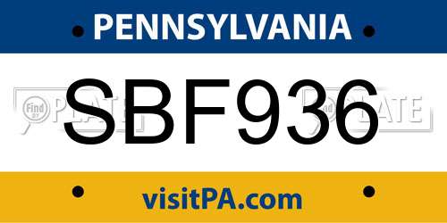 SBF936 Pennsylvania License Plate