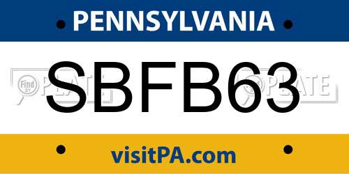 SBFB63 Pennsylvania License Plate
