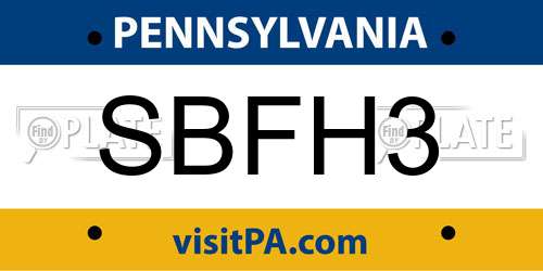 SBFH3 Pennsylvania License Plate