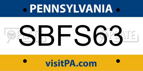 SBFS63 Pennsylvania License Plate