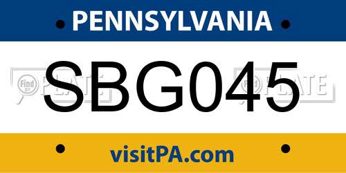 SBG045 Pennsylvania License Plate
