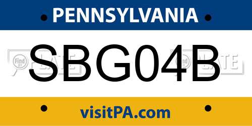 SBG04B Pennsylvania License Plate