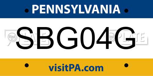 SBG04G Pennsylvania License Plate