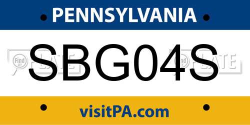 SBG04S Pennsylvania License Plate