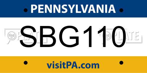 SBG110 Pennsylvania License Plate