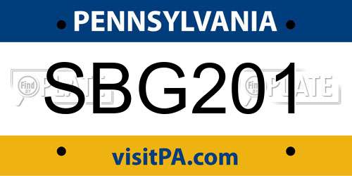 SBG201 Pennsylvania License Plate