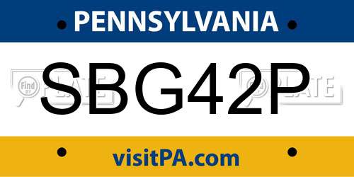 SBG42P Pennsylvania License Plate