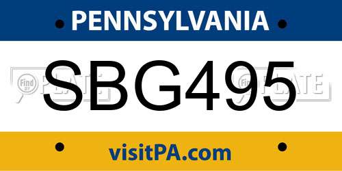 SBG495 Pennsylvania License Plate