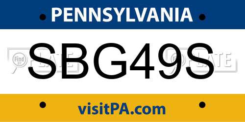 SBG49S Pennsylvania License Plate