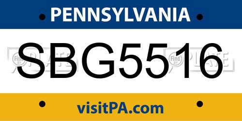 SBG5516 Pennsylvania License Plate