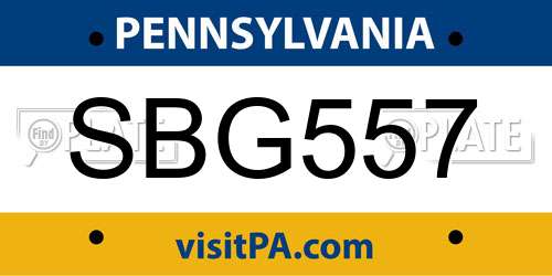 SBG557 Pennsylvania License Plate