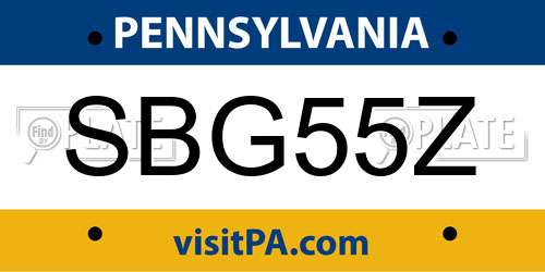SBG55Z Pennsylvania License Plate