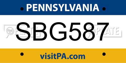 SBG587 Pennsylvania License Plate