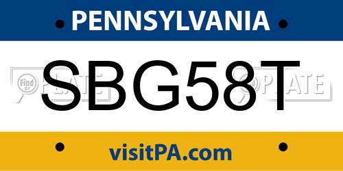SBG58T Pennsylvania License Plate