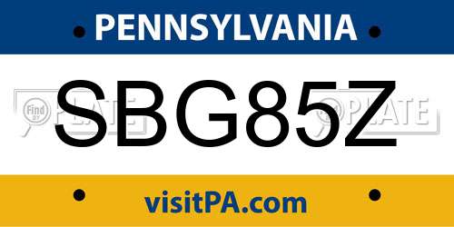 SBG85Z Pennsylvania License Plate