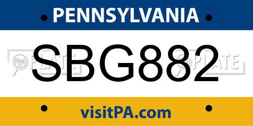 SBG882 Pennsylvania License Plate