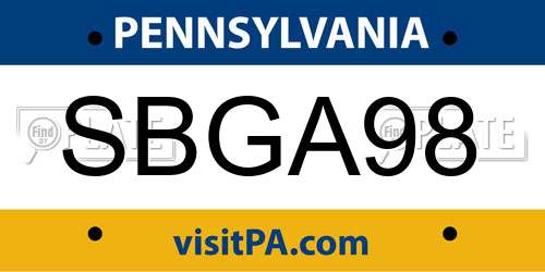 SBGA98 Pennsylvania License Plate