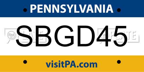SBGD45 Pennsylvania License Plate