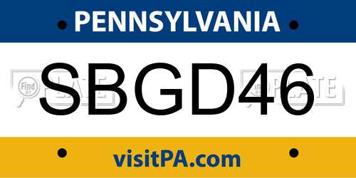 SBGD46 Pennsylvania License Plate