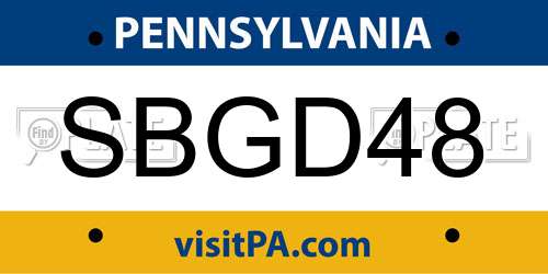 SBGD48 Pennsylvania License Plate