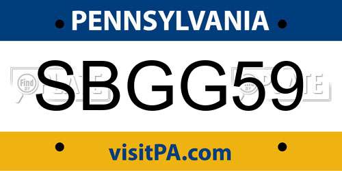 SBGG59 Pennsylvania License Plate