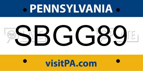 SBGG89 Pennsylvania License Plate
