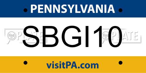 SBGI10 Pennsylvania License Plate