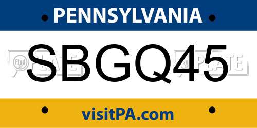 SBGQ45 Pennsylvania License Plate