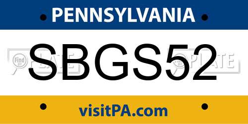 SBGS52 Pennsylvania License Plate