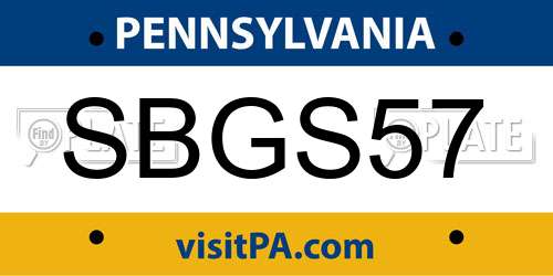 SBGS57 Pennsylvania License Plate