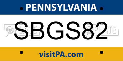 SBGS82 Pennsylvania License Plate