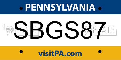 SBGS87 Pennsylvania License Plate