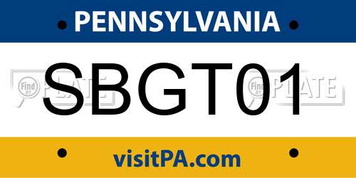 SBGT01 Pennsylvania License Plate