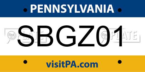 SBGZ01 Pennsylvania License Plate