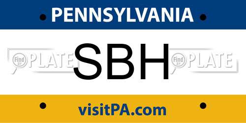 SBH Pennsylvania License Plate