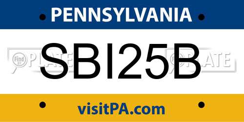 SBI25B Pennsylvania License Plate
