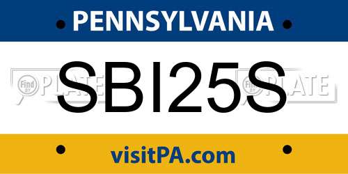 SBI25S Pennsylvania License Plate