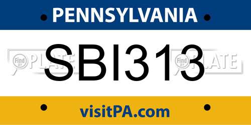 SBI313 Pennsylvania License Plate