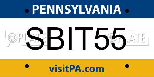 SBIT55 Pennsylvania License Plate