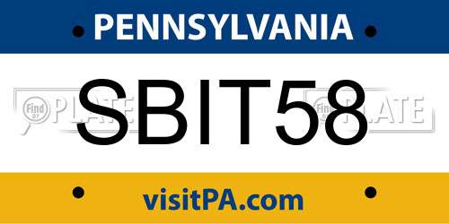 SBIT58 Pennsylvania License Plate