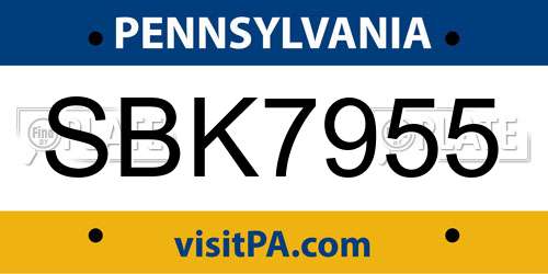 SBK7955 Pennsylvania License Plate