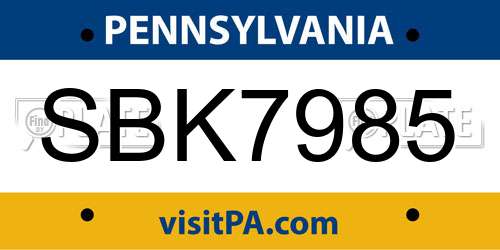 SBK7985 Pennsylvania License Plate