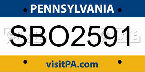 SBO2591 Pennsylvania License Plate