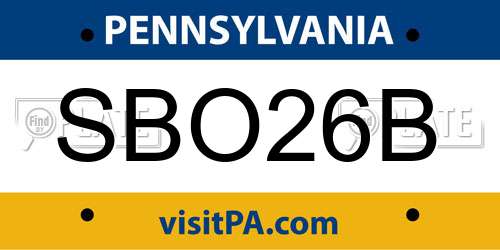 SBO26B Pennsylvania License Plate