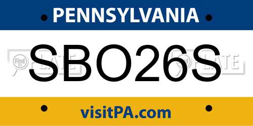SBO26S Pennsylvania License Plate