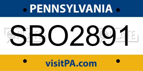 SBO2891 Pennsylvania License Plate