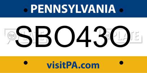 SBO43O Pennsylvania License Plate