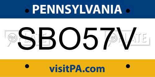SBO57V Pennsylvania License Plate