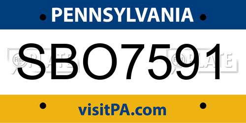 SBO7591 Pennsylvania License Plate